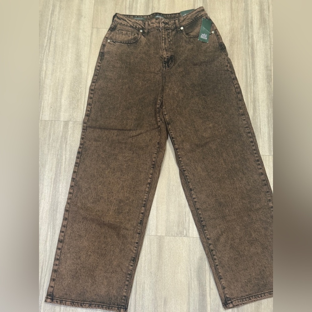 Wild Fable Brown Acid Wash High Rise Baggy Denim Jeans